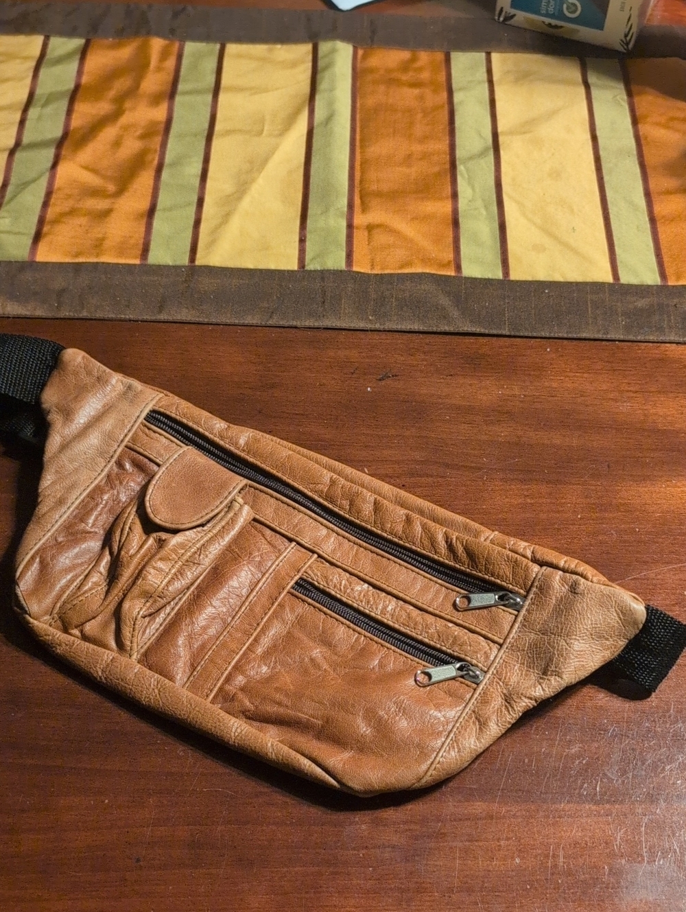 Mens Tan Leather Waist Bag / Fanny Pack